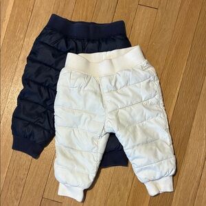 Baby Gap winter snow puffer pants, size 12 - 18 months, Navy and White